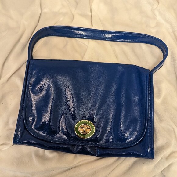 Kate Landry Handbags - Kate Landry bright blue handbag - bright floral lining